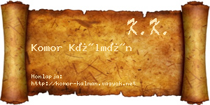 Komor Kálmán névjegykártya