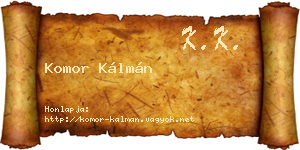 Komor Kálmán névjegykártya